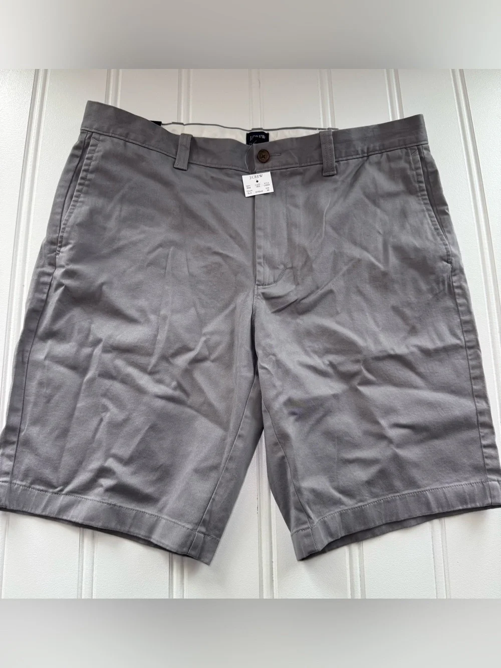 J.Crew Mens Gray Cotton Flex Rivington Flat Front Chino Shorts 36 NEW 3126